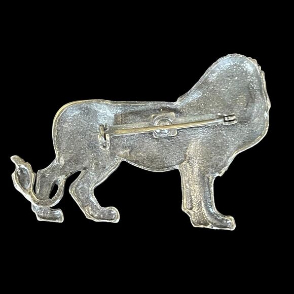 Vintage Lion Matte Gold Tone Bronze Color Brooch Pin 2.5 Inches Leo Zodiac - Picture 2 of 5